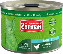 Четвероногий гурман Паштет с курицей для котят, 190 гр